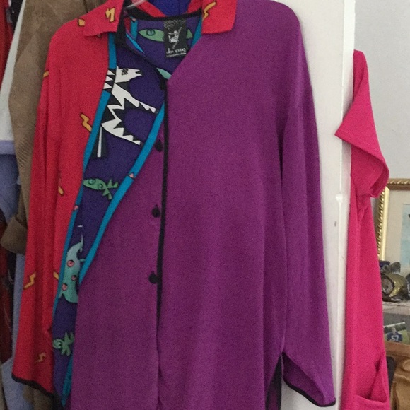 Handpainted silk top, OS - Picture 1 of 8